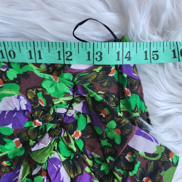 Zara Black and Green Floral Ruffled Layered Mini Skirt Ladies M - Picture 5 of 12